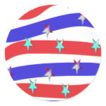 Red,White & Blue with Stars Round Stickers