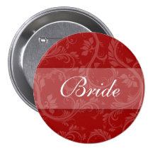 Red white bride bridal wedding button