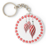 RED &amp; WHITE CANDY WREATH by SHARON SHARPE Keychain