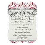 red white chandelier heart damask custom invitation
