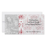 red white chandelier heart damask picture card