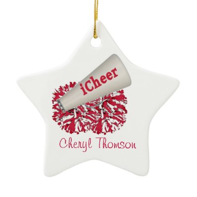 Red & White Cheerleader ornament