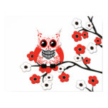 Red White Cherry Blossom Owl Poster posters