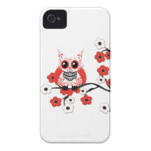 Red White Cherry Blossoms Owl Case iPhone 4 Case