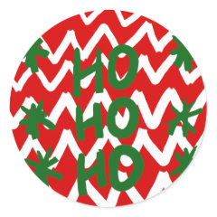 Red White Chevron Ho Ho Ho Christmas Pattern Sticker