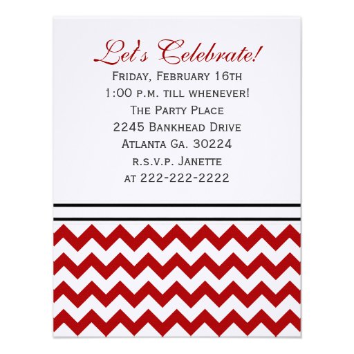 Red & White Chevron: Picture:Party Invitation