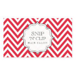 Red & White Chevron Stripes Hair Stylist Cards Business Card