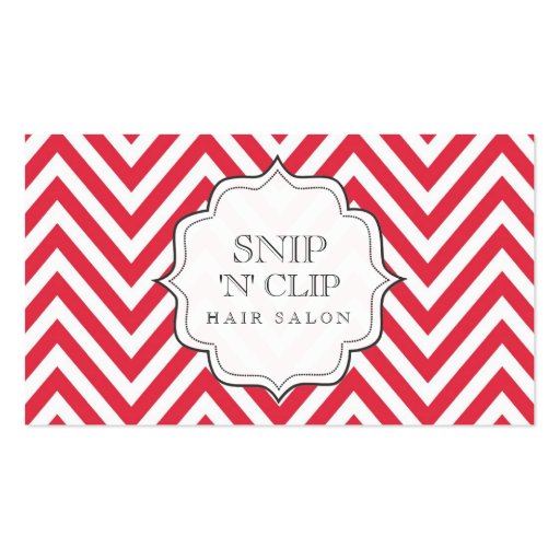 Red & White Chevron Stripes Hair Stylist Cards Business Card (front side)