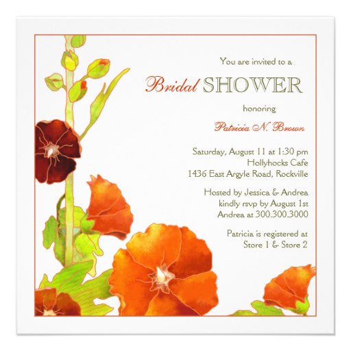 Red + White Chic Floral Bridal Shower Invitations