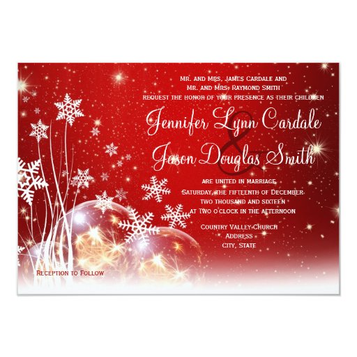 Red White Christmas Holiday Wedding Invitations