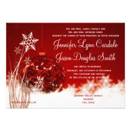 Red White Christmas Holiday Wedding Invitations