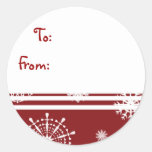 Red White Christmas Snowflake Gift Tags Sticker