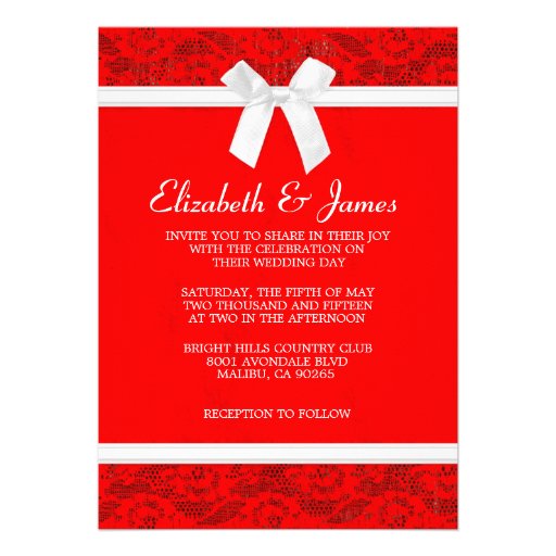 Red & White Country Lace Wedding Invitations