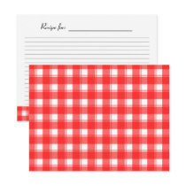 Red White Country Plaid Recipe Card Post Card