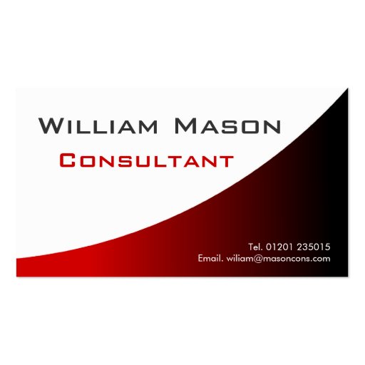Red White Curved, Professional Business Card (front side)