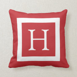 Red White Custom Monogram Pillow
