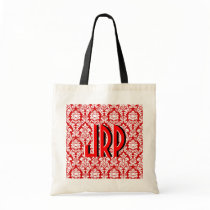 Red & White Damask Tote Bags