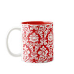 Red & White Damask Mug