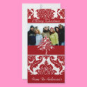Red & White Damask Pine Holiday Family Pictures photo cards by samack Red & White Damask Pine Holiday Family Pictures photo cards