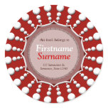 Red White Dots Circle Bookplate Label Sticker