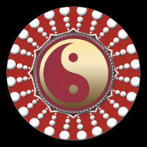 Red&White Dots Golden Yin Yang Sticker stickers