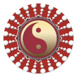Red&White Dots Golden Yin Yang Sticker