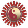 Red&White Dots Golden Yin Yang Sticker