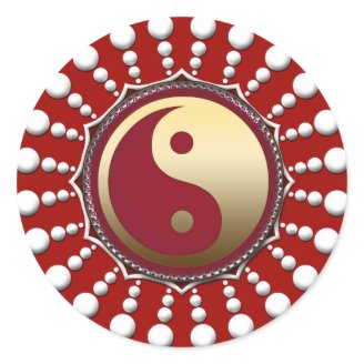  Yin Yang Stickers : Aqua Green Fractal Art