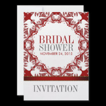 Red White Doves Batik Bridal Shower Party Invitati invitations
