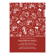 Red & White Festive Icon Christmas Party Invites