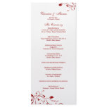 Red &amp; White Floral Decal Wedding Program Rack Card