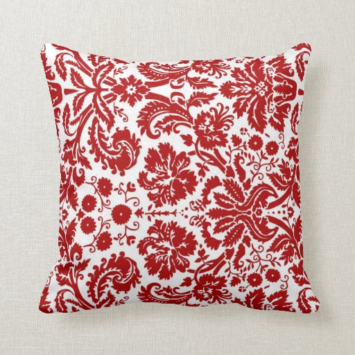 Red White Floral Decorative Pillow Zazzle