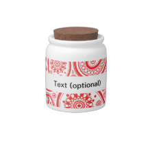Red White Floral Paisley Pattern Candy Dish