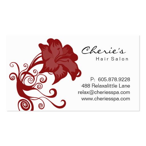 Red White Floral Swirls business card (back side)