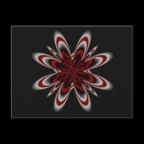 Red & White Flower Fractal Postcard postcards