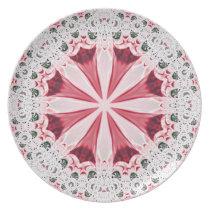 Red White Fractal Lace Plate