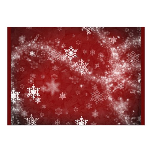 RED WHITE FROST SNOWFLAKES WINTER SWIRLS SNOW DIGI PERSONALIZED INVITE