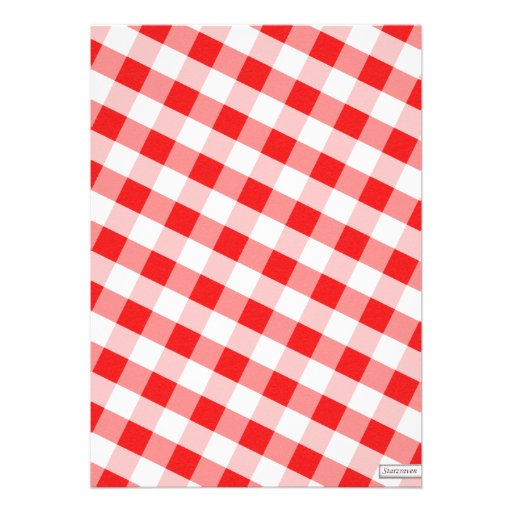 Red & White Gingham Canvas Wedding Invitations