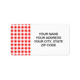 Red White Gingham Pattern Personalized Address Labels