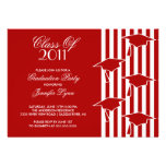 Red & White Grad Hats Graduation Invitation