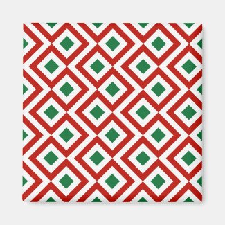 Red, White, Green Meander Fridge Magnet