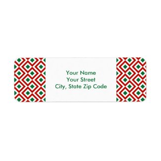 Red, White, Green Meander return address label