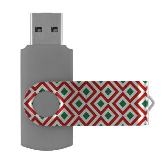Red, White, Green Meander Swivel USB 3.0 Flash Drive