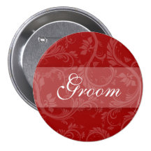 Red white groom bridal wedding button