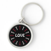 Red & White Hearts Black Customizable Love Keychains