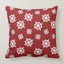 Red White Helm Print Throw Pillow