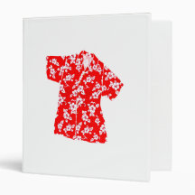 Red & White Hibiscus Aloha Shirt 3 Ring Binder