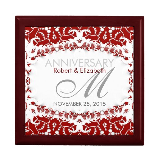 Red+White Lace Wedding Anniversary Gift Box Zazzle