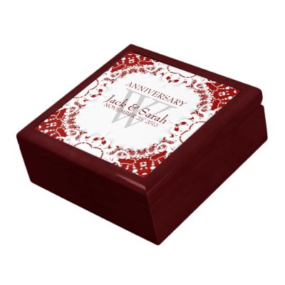 Red+White Lace Wedding Anniversary Gift Box from Alternative Weddings ...