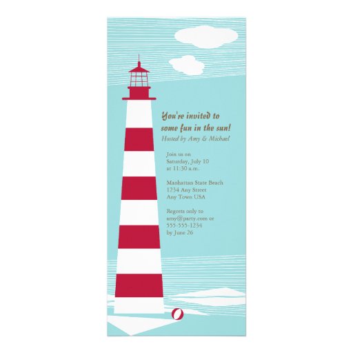 Red White Lighthouse Party Invite
